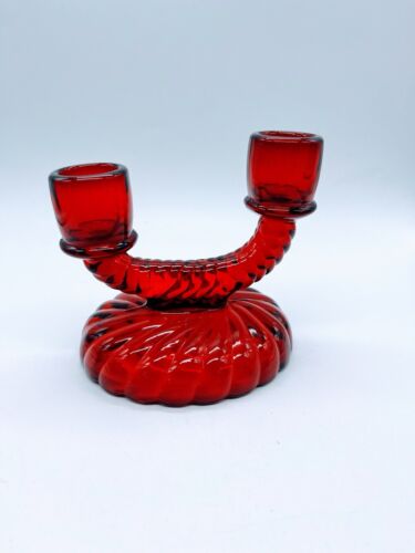 Ruby Red Glass Double Candleholder - Picture 1 of 5