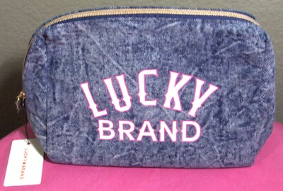 NEW Lucky Brand Denim Travel Cosmetic Bag & Toiletry Bottle
