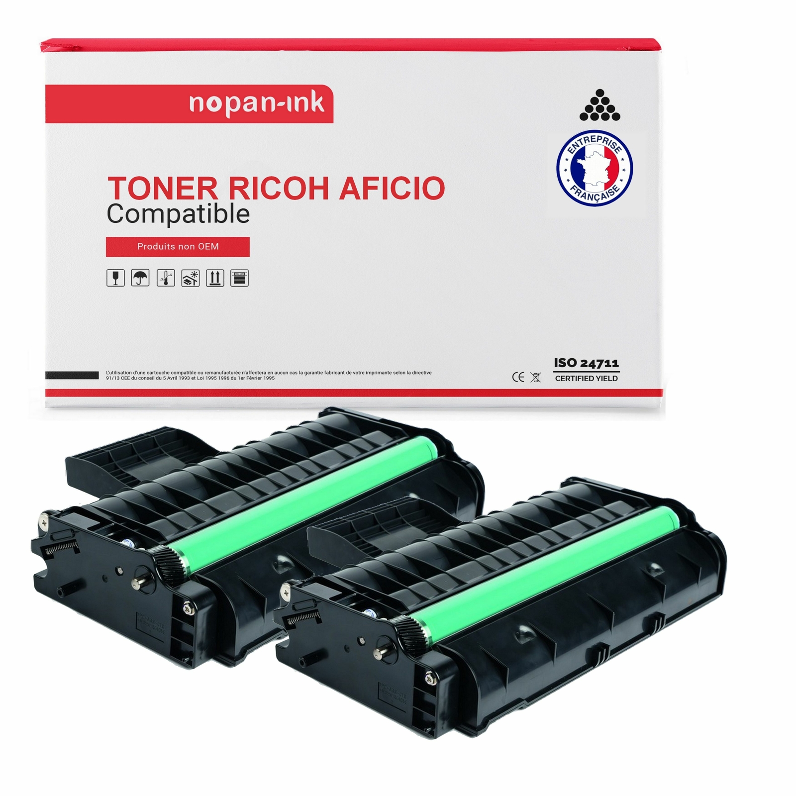 Toner compatible RICOH SP201HE NOPAN-INK lot de 2 pour remplacer la cartouche vide 407254