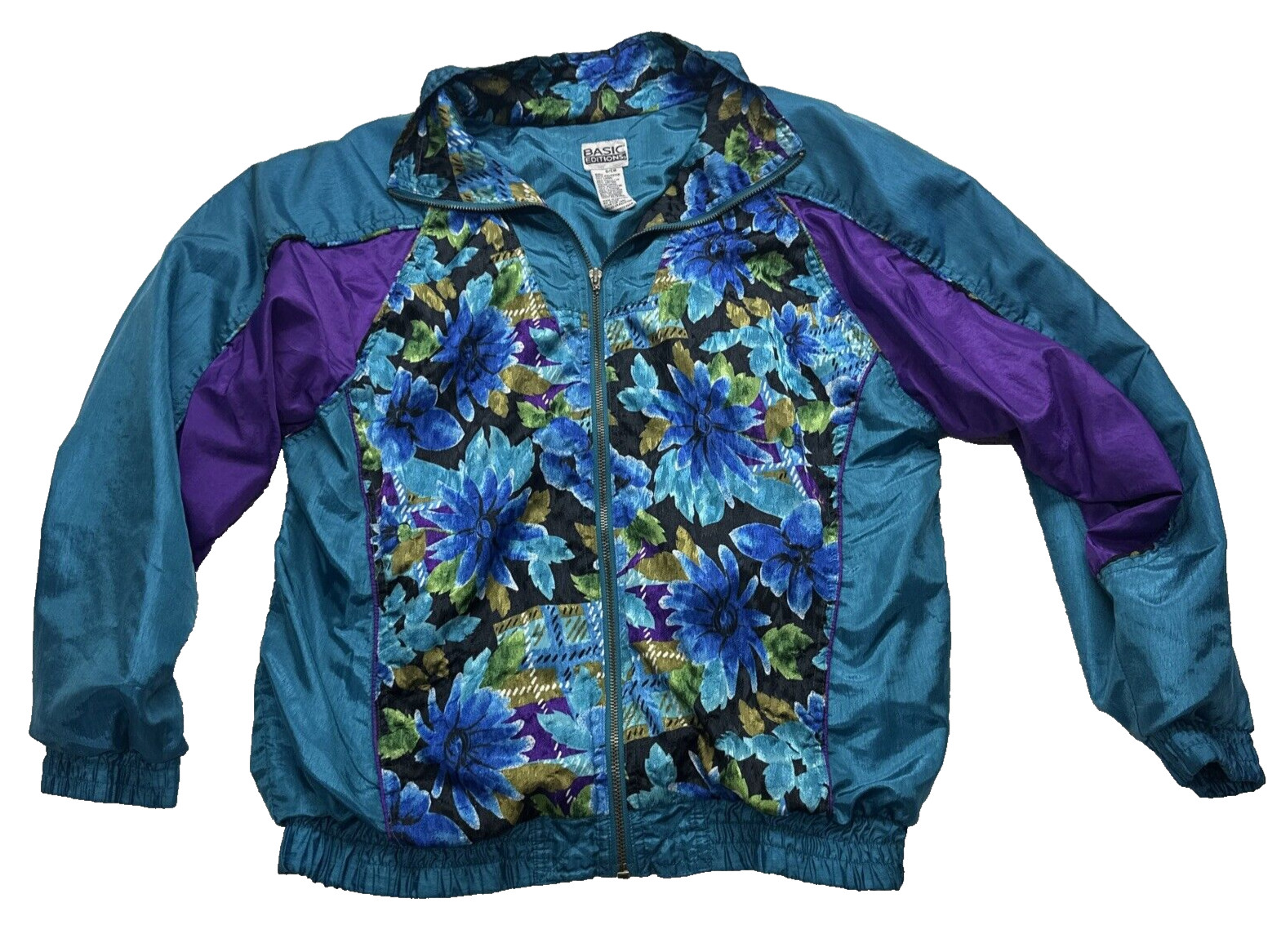Vintage Floral Full Zip Windbreaker Basic Edition… - image 3