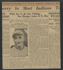 0343----1929 Lena Blackburne - Chic White Sox clipping - 1 season as Manager