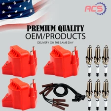 3X OEM Ignition Coil & Iridium Spark Plugs & Wires for Buick Chevy Pontiac DR39