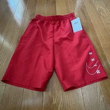 Nike Swim Boys Split Logo Lap 8" Volley Swimsuit Shorts University Red Large NWT