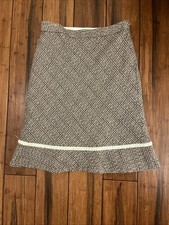 Vintage Y2K GAP Wool Blend Grey Tweed Skirt Seafoam Green Velvet Trim Size 0
