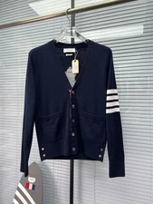 Thom Browne Women's New Spring V-neck Casual Nutcracker Knitted Cardigan