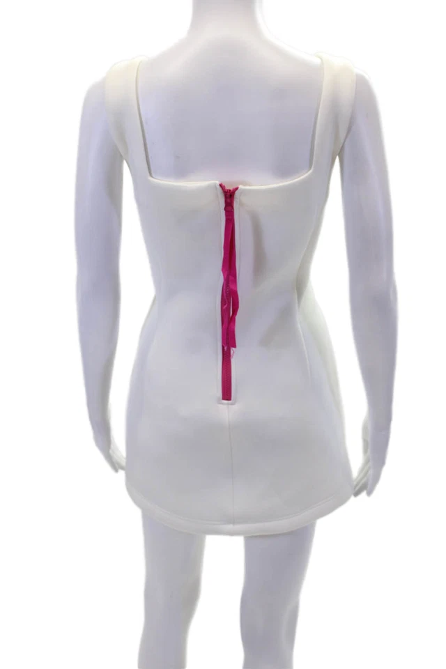 Mini Vestido Cynthia Rowley Para Mujer Sin Mangas Línea A Blanco Brillante Talla 6 Foto 3 de 4