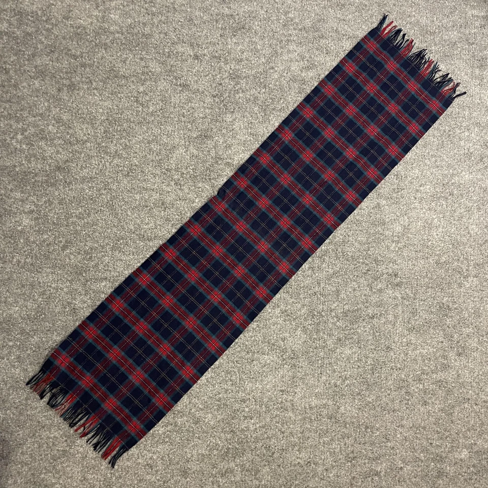 Bufanda de lana a cuadros escoceses Pendleton vintage 52x12 rojo azul marino flecos hecha en EE. UU. Foto 4 de 4