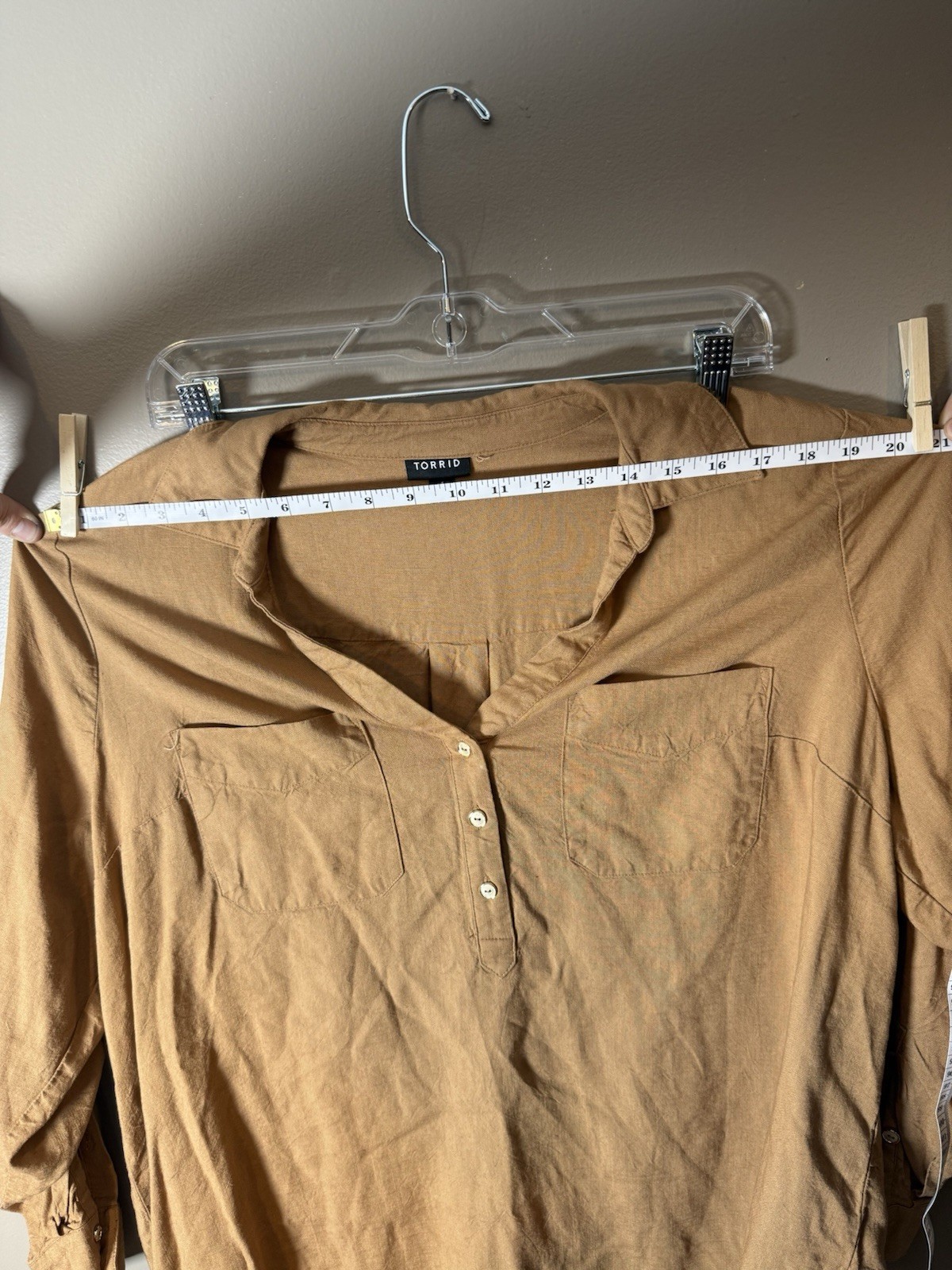 Torrid Brown Collared Button Front Roll Tab Sleev… - image 5