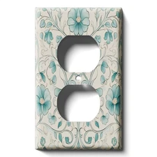 Decorative Light Switch Cover Plate - Teal Floral by SnazzySwitch