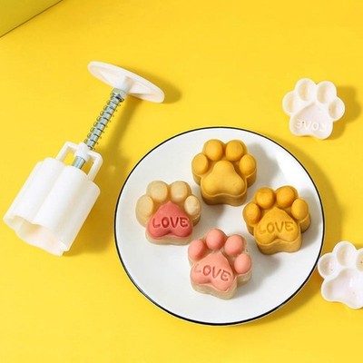 Plastic Mooncake Mold 50g Cats Paw Stamp Biscuit Cookie Cutter Mould DIY Fond