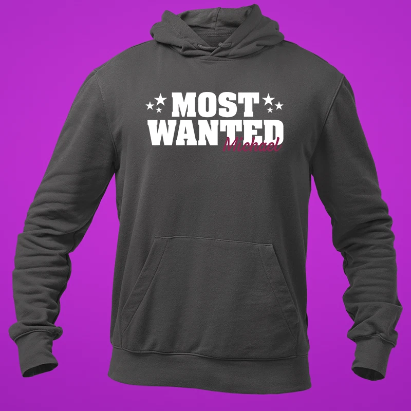 Personalized Custom Name Most Wanted Hoodie Bold Statement Funny Gift