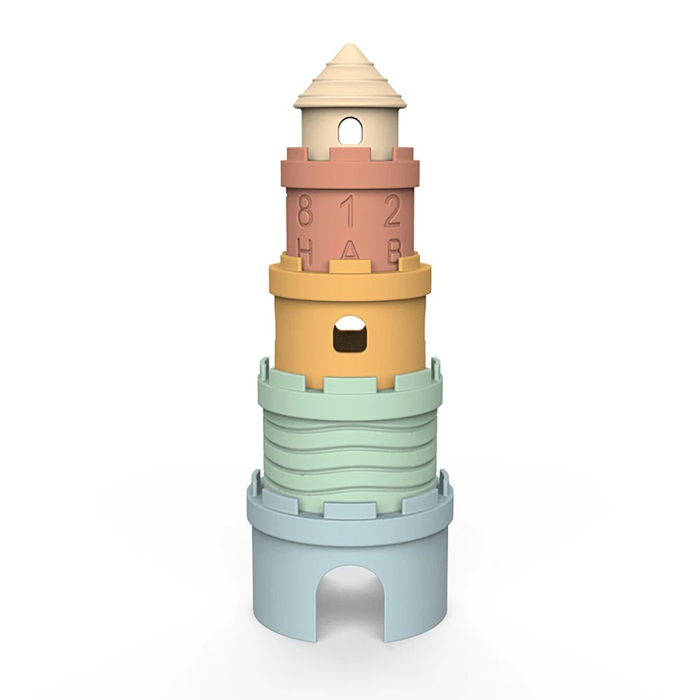 High Quality Food-Grade Silicone Castle Stacking Toy,Age 6+ Months,Soft Bath Toy