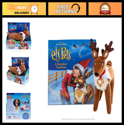 Huggable Elf Pet Reindeer Stuffed Animal with Storybook & Adoption Certificate