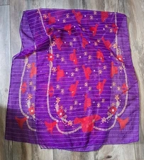 VINTAGE RED HAT SOCIETY Purple Red Semi Sheer Scarf 58x19 Wide