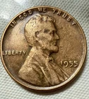 1955 NMM Lincoln Wheat Penny Nice Brown Tones; Obv & Rev Errors On Rim; DDO