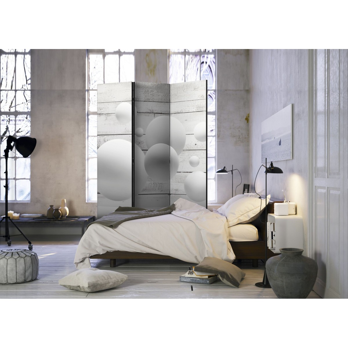 Paravent 3 volets Balls idéal pour isoler un coin bureau dans le salon - 2