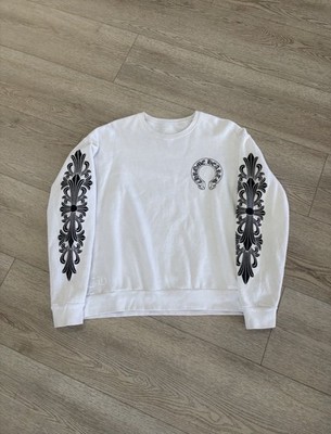 Chrome Hearts Floral Horseshoe Crewneck- White
