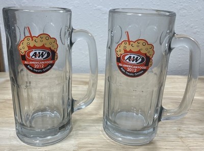 A & W Root Beer - All American Food - 2012 - Heavy Glass Mugs - Set Of 2
