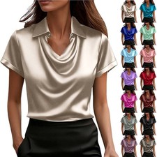 Camicia a maniche corte con bottoni e colletto con risvolto casual in tinta...