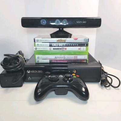 Xbox 360 E Console Kinect Bundle w/ 6 Games & Cords 250gb - Tested Working