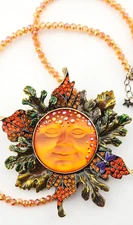 Kirks Folly Autumn Goddess Seaview Moon Pin Pendant (Brasstone) & Orange Shimmer