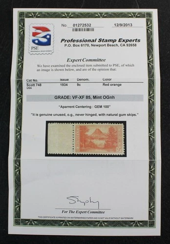CKStamps: US Stamps Collection Scott#748 Mint NH OG PSE Cert Perfs Separated