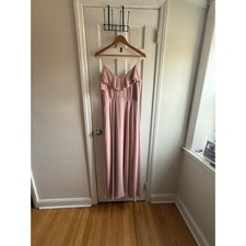 Jenny Yoo Collection Pink Ruffle V-Neck Maxi Dress - Dusty Rose EUC