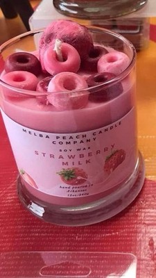  Strawberry Milk Fruity Loops  Wax Jar Candle 12oz Hand Poured