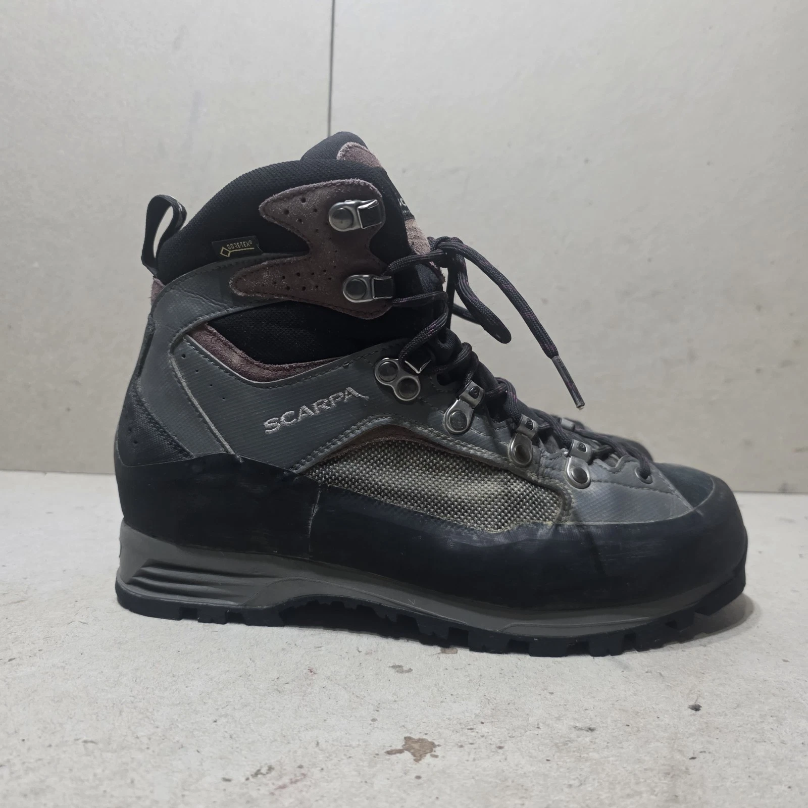 SCARPA R-EVOLUTION WOMEN'S LEATHER SUEDE HIKING CAMPING BOOTS GREY/BLACK UK5.5