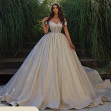 Wedding Dresses Sweetheart Off Shoulder Shining Bridal Ball Gowns A-line Satin