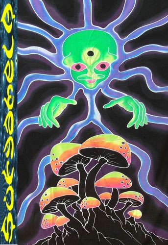 ARAZZO sfondo UV attivo flouro goa psy decorazione decorazione trance rave striscione panno - Foto 2 di 18