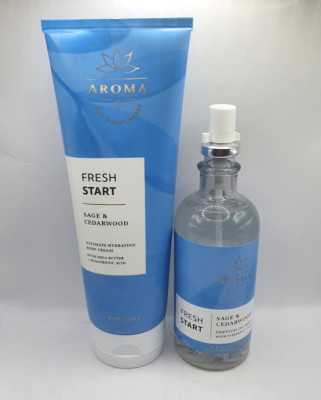 BATH & BODY WORKS FRESH START SAGE & CEDARWOOD ESSENTIAL OIL MIST & CREAM