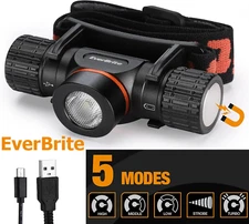 EverBrite Rechargeable Headlamp with 5 Light Modes Magnetic Base for Camping