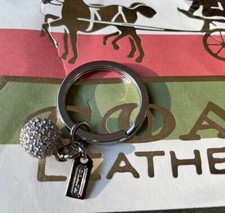VINTAGE COACH PAVE SPHERE BALL CRYSTALS KEY RING FOB SILVER VERY RARE NWOT
