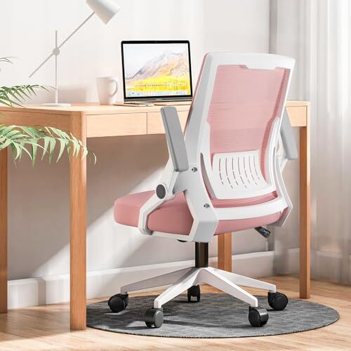 Ergonomic Office Chair, Computer Desk Chair Comfy with Adjustable Lumbar Pink-image