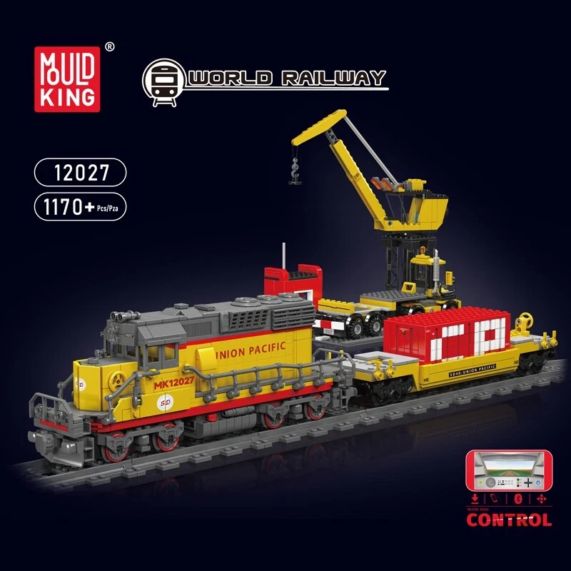 Mould King 12027 Diesel Locomotive Train Trailer Building Block Remote Toy - Image 2 of 4