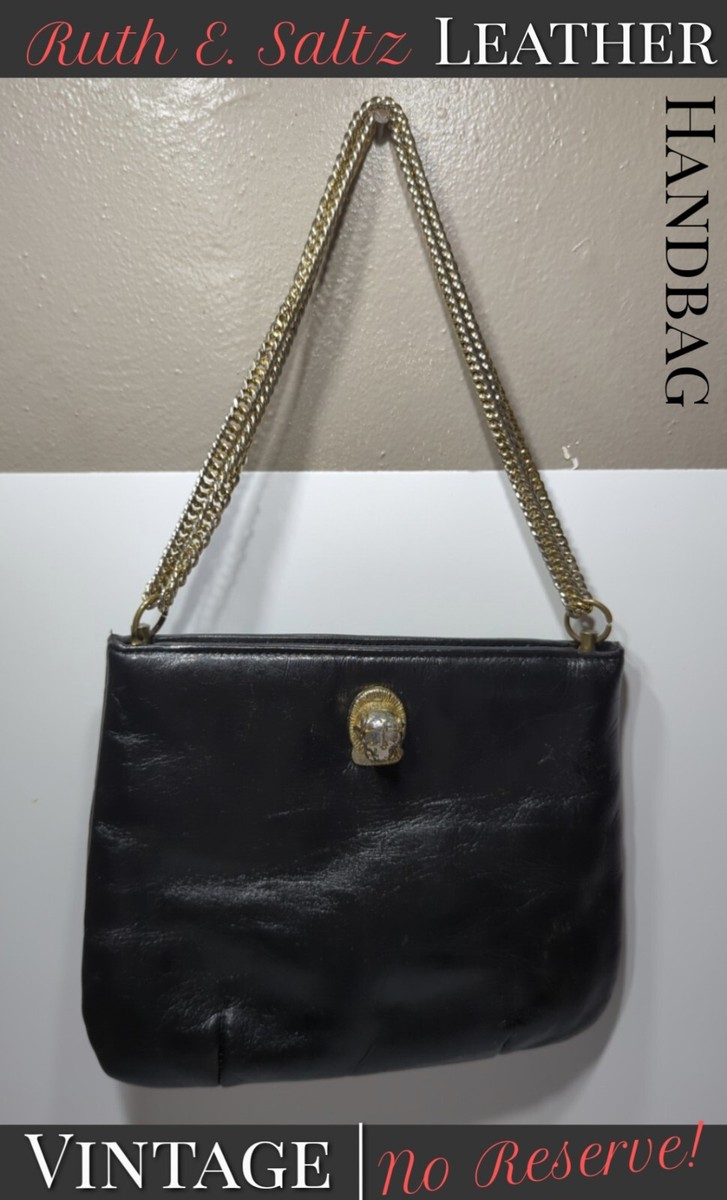 ✨VINTAGE✨ RUTH E. SALTZ Gray Leather Purse SHOULDER BAG