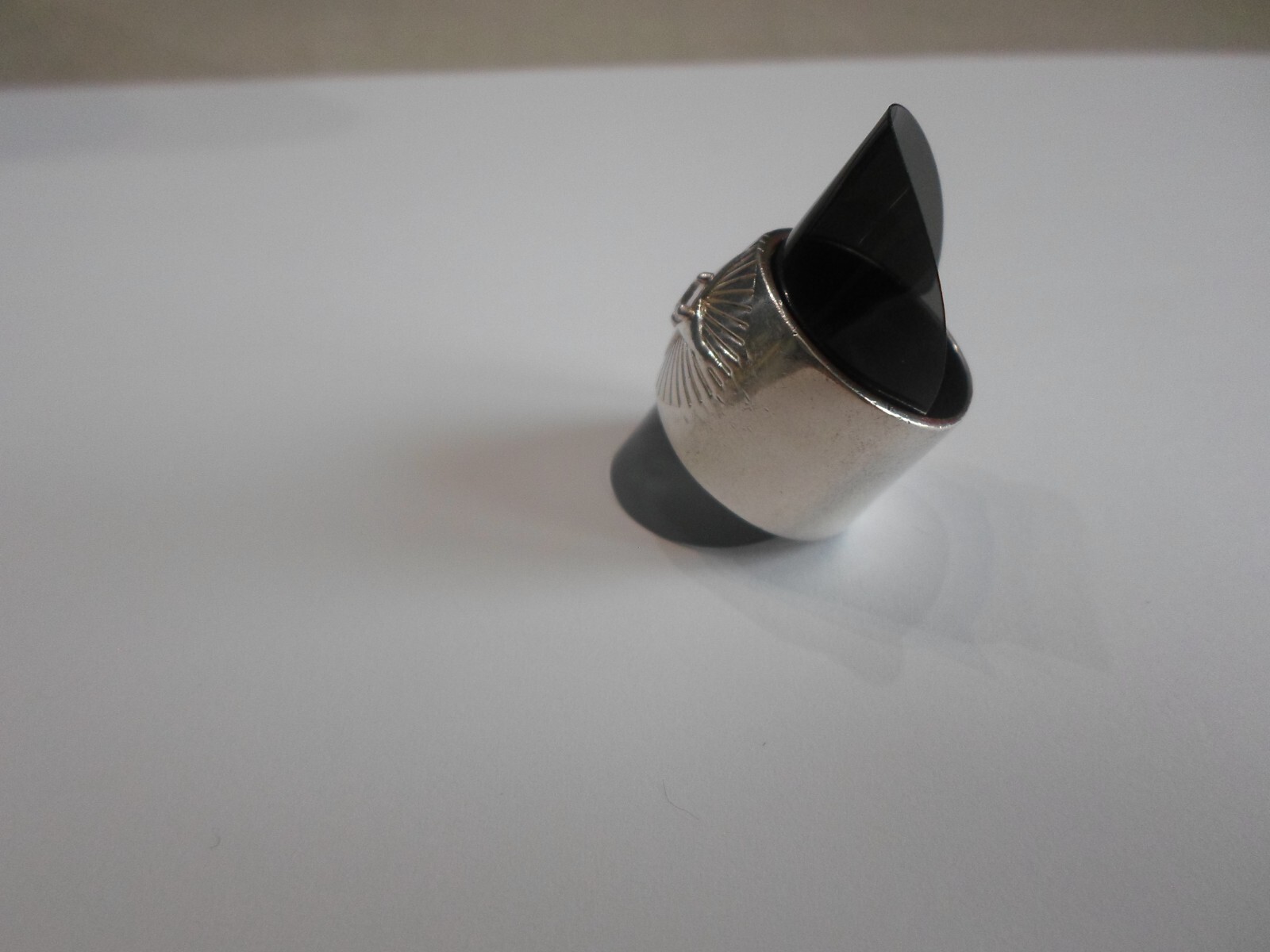 solid silver ring, wide ring, chiseled, rhineston… - image 7