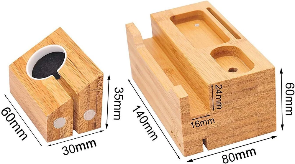 Bamboo Desktop 3 USB HUB Charging Dock Station Charger Holder Cradle Charge