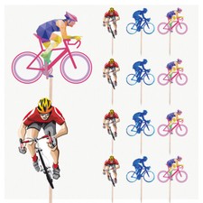 Cyclist Bike Birthday Cupcake & Party Food Toppers Decorations Picks 14 Pack