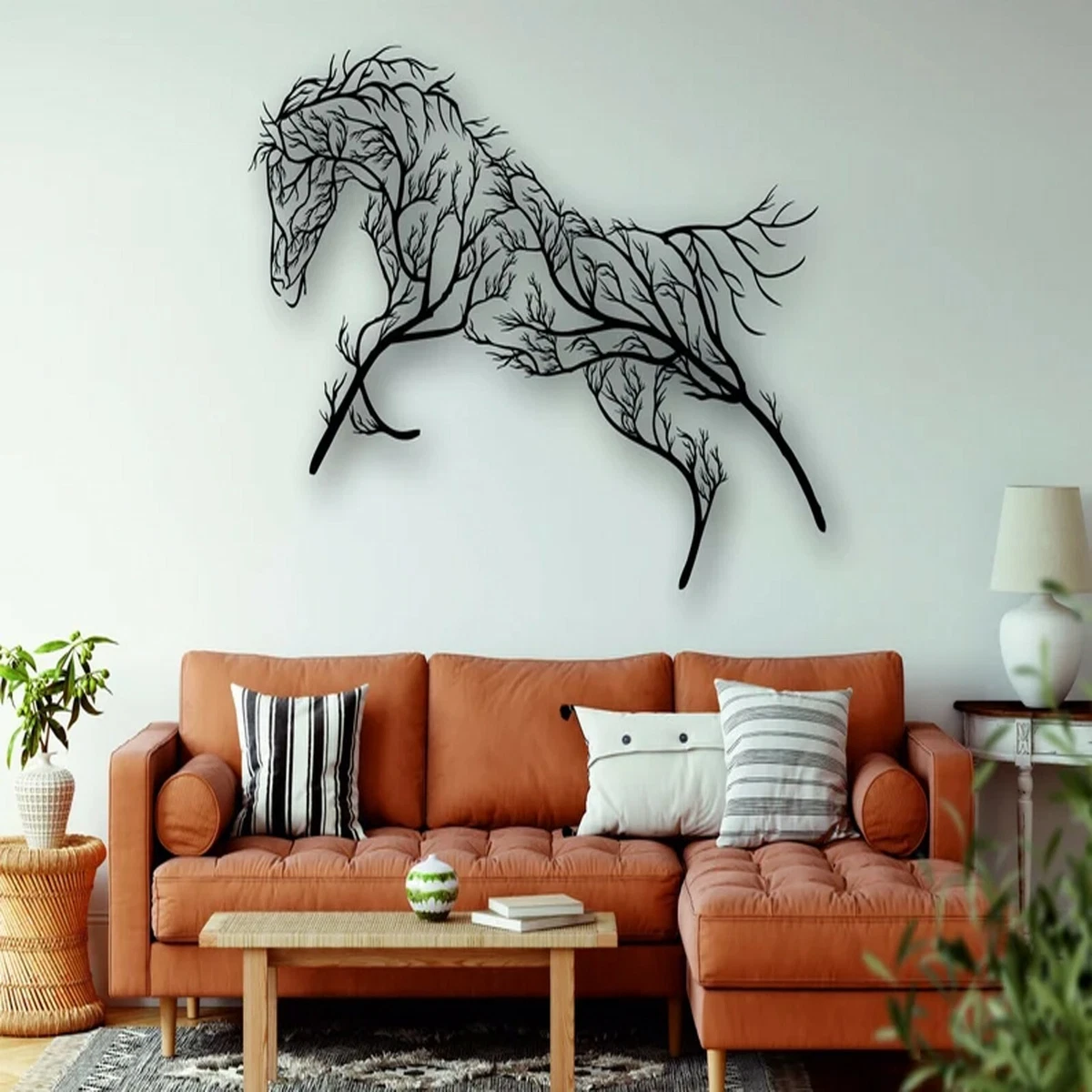 Autorización dispersión Sentido táctil Tree Horse Metal Wall Decor, Home Decoration,Wall Sign,Wall Art,Minimalist  Art | eBay