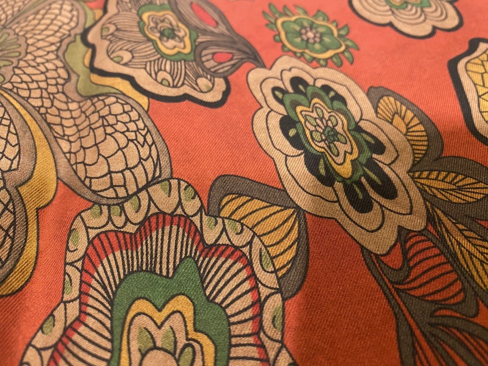 Pure Gambiered 100% Silk twill Fabric 2yds Natural Dye Fall Thanksgiving Holiday - Image 4 of 4