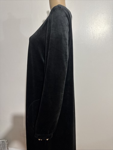 J JILL VELVET LARGE BLACK DRESS LONG SLEEVE POCKETS SIDE SHIFT DRES Women's NEW - Picture 4 of 12