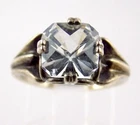 Vintage Sterling Silver Checkerboard Facet White Quartz Ring 925 Size 6.5 3.7g