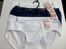 Jockey  3-pairs HIPSTER Panties Smooth Nylon 2187 Stretch White Blue  7/L 34.