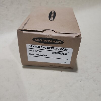 BANNER PHOTOELECTRIC EZ-BEAM SENSOR S18AW3RE, RECIEVER/EMITTER, 20M RANGE, BN