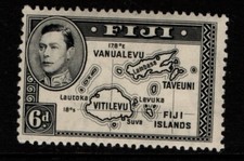 Fiji 1938 1955 King George VI 6d Map Die I perf 13 x 12 SG260 Mint