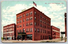 Muskogee Oklahoma~Turner Hotel & Turner Annex~Barber Pole Left~c1910 Postcard