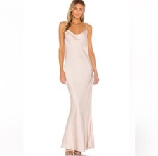 Shona Joy Luxe Bias Cowl Maxi Satin Slip Dress Porcelain Gown 10 NWT Bridesmaid