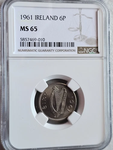 Ireland 6 Pence 1961 NGC MS 65